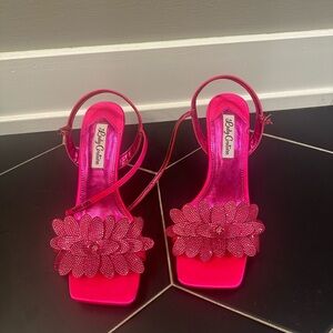 Hot pink heels with ankle strap